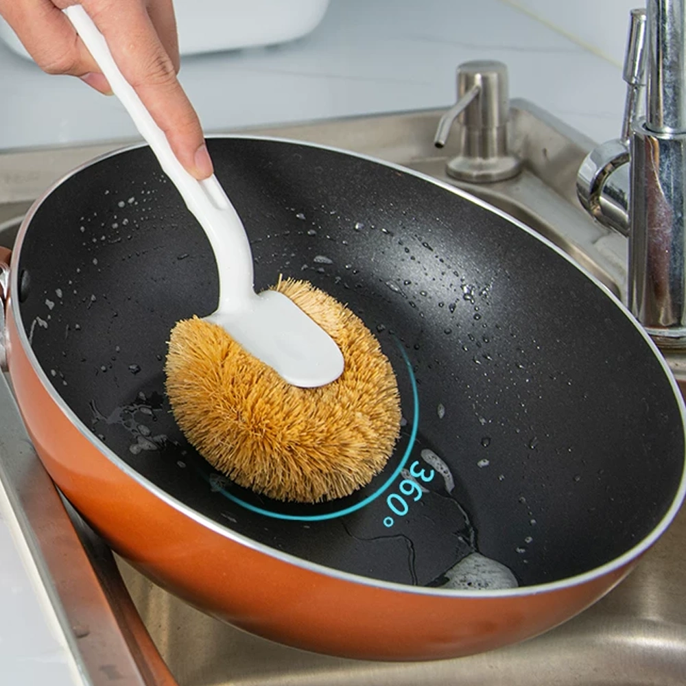 Natural coconut palm pot scrubbing pot with no dead corners